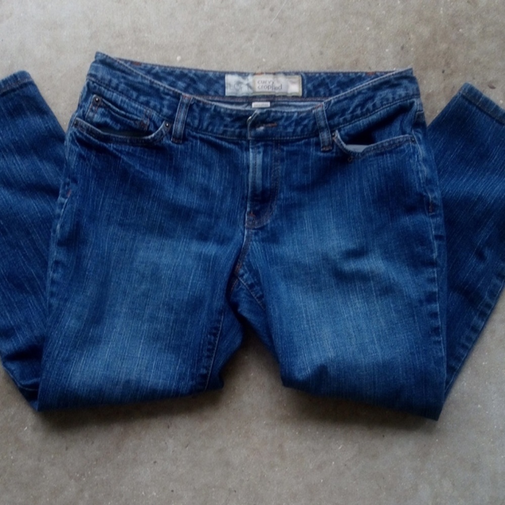 Ann Taylor Loft decorative curvy cropped jeans size 8